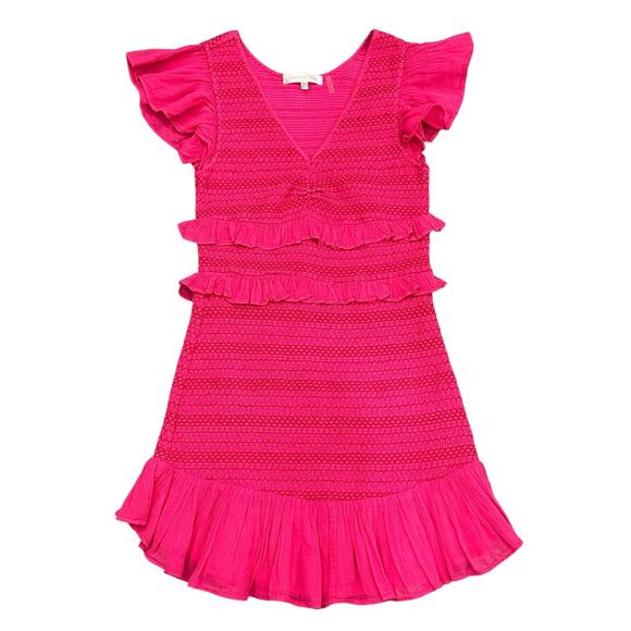 LOVE SHACK FANCY Sonora Mini Dress in Hot Pink Petite - Picture 1 of 7